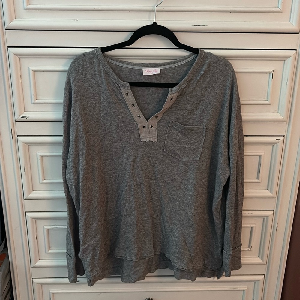 Gray Pink Lily Long sleeve
